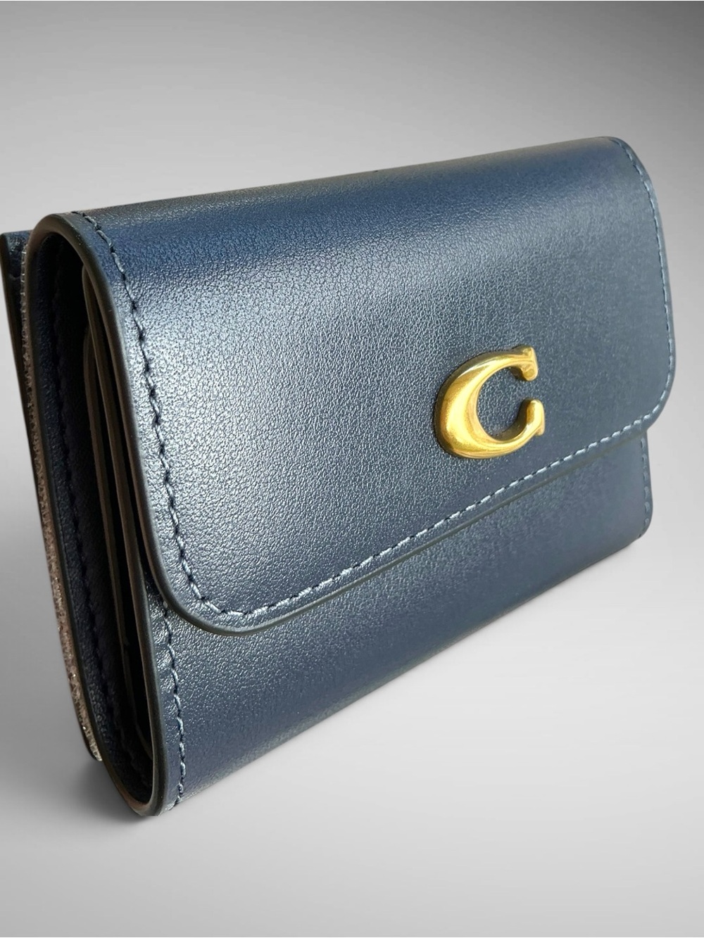 Coach Essential Card Holder Wallet Navy Refined Leather CZ111 NWT